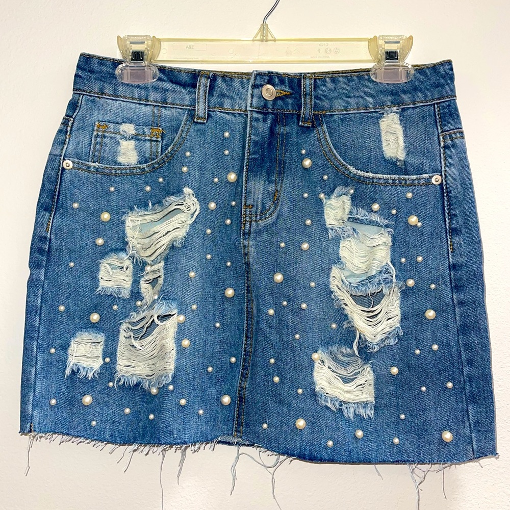 Fashion Nova Pearly Denim Skirt